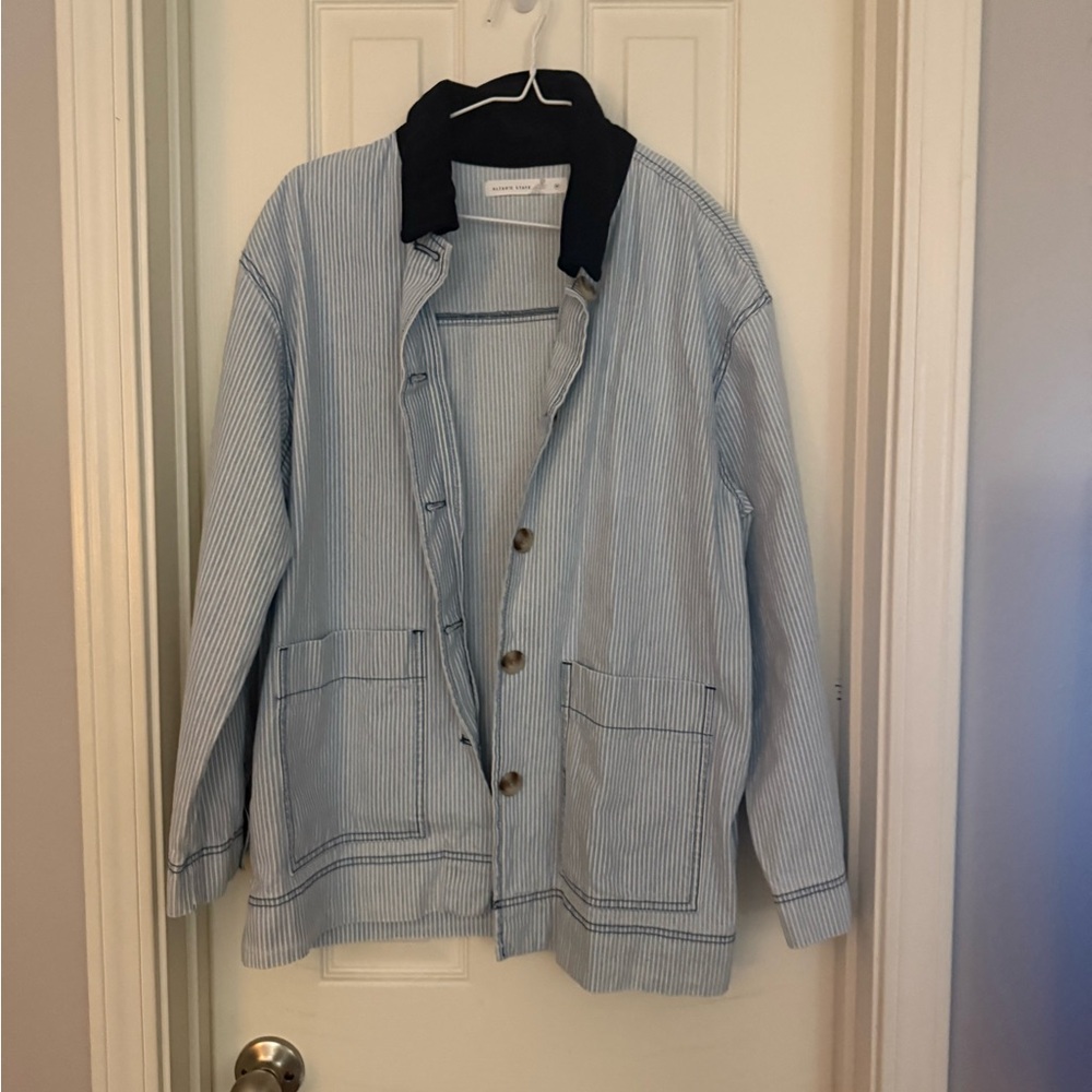 NWT Alter’d State Striped Blue Jacket with Navy Collar